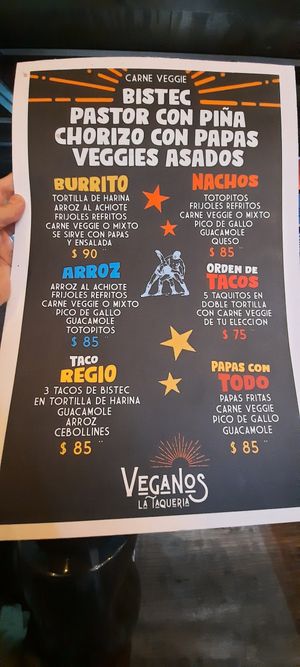 Menu at Veganos La Taqueria in San Cristobal De Las Casas