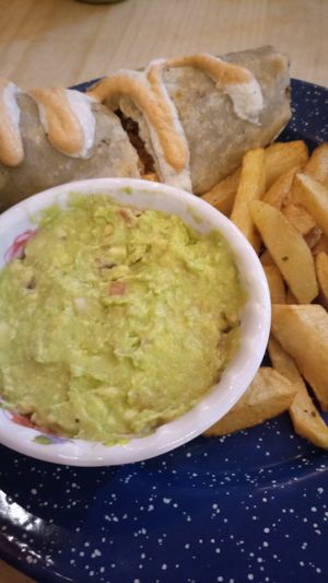 Burrito mixto con su guarnición at Veganos La Taqueria in San Cristobal De Las Casas