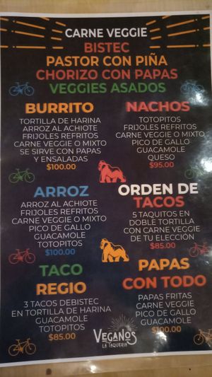 Carta por delante at Veganos La Taqueria in San Cristobal De Las Casas