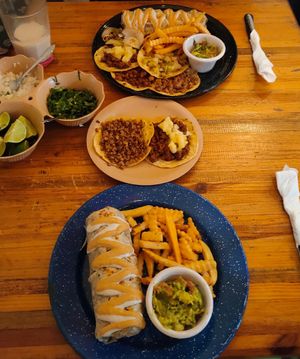 Burrito with very good french fries + Guacamole at Veganos La Taqueria in San Cristobal De Las Casas