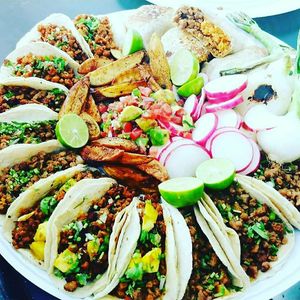 Big sharable tray at Veganos La Taqueria in San Cristobal De Las Casas