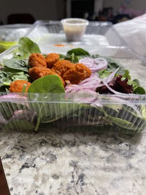 Large portion of salad  at Royally Baked in St Peters