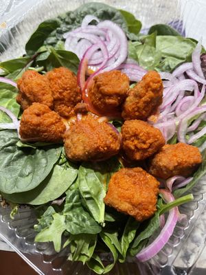 Buffalo Chkn Salad was very good. Large enough to share  at Royally Baked in St Peters