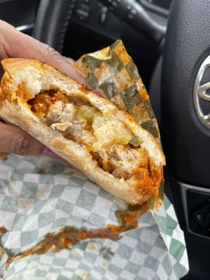 Inside the Nashville Hot Chicken sandwich  #Veganuary at Royally Baked in St Peters