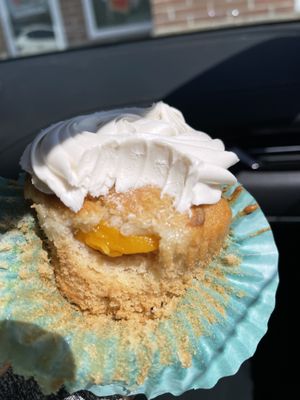 Inside the Peaches n Cream cupcake   at Royally Baked in St Peters