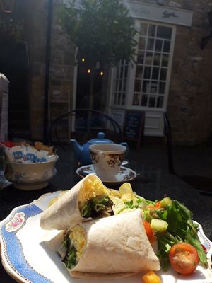 Vegan cheese and pickle wrap at The Lavender Tea Rooms in Bakewell