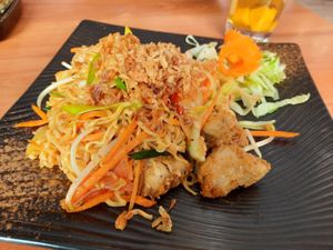 Woknoodles with fake meat at Viet Tam in Brno