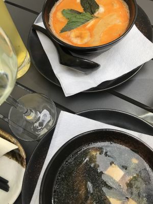 Tom yum veggie and miso soup at Viet Tam in Brno