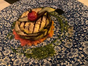 Starter : melanzane with vegan cheese  at Trattoria Due Piccioni in Stresa