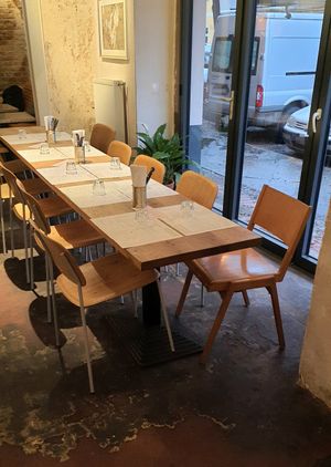 interior of location - seating #Veganuary at Gazzo in Berlin