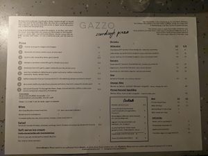 The menu at Gazzo. at Gazzo in Berlin