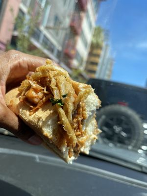 Inside jackfruit Po’Boy   at Maya's Cajun Kitchen in Mesa