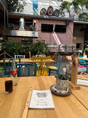 inside seating area - as usual in Germany no AC in summer  at Werk II in Haslach