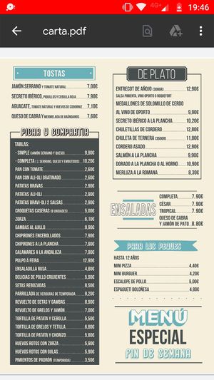 Menu - 1st part at Samoa Café & Tapas in Redondela