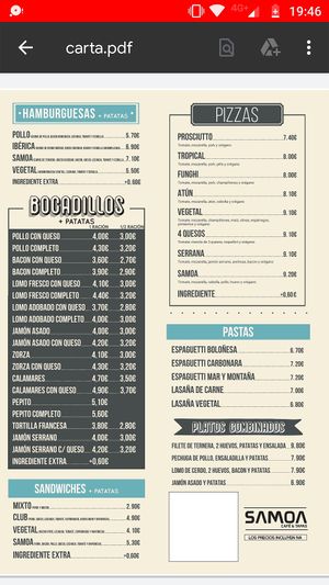 Menu - 2o part at Samoa Café & Tapas in Redondela