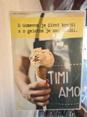 Smile makes life nicer and gelato makes it sweeter :-) at Timi Amo in Rovinka