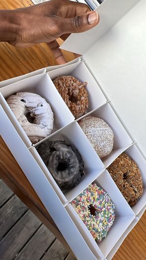 Left to right, top to bottom….Cinnamon Coffee Cake, French Toast Brioche, Choco Caramel Shortbread, Blueberry Pancake, Birthday Cake,
Oreo Old Fashioned   at Beacon Doughnuts in Chicago