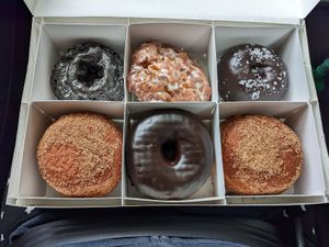 Pumpkin, Oreo, apple fritter, double chocolate, chocolate brioche at Beacon Doughnuts in Chicago
