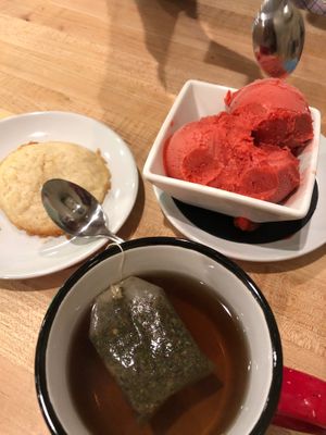 Vegan cookie and sorbet at Guardian Brewing Company in Saugatuck