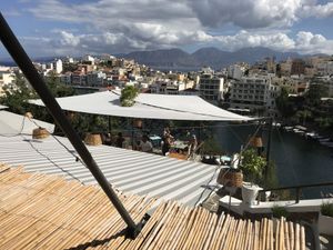 Depuis l’intérieur. On mange sur la terrasse  at Gioma Meze in Crete