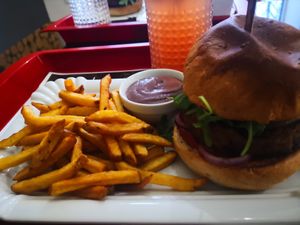 burger and fries at Eco Burger in Trinec