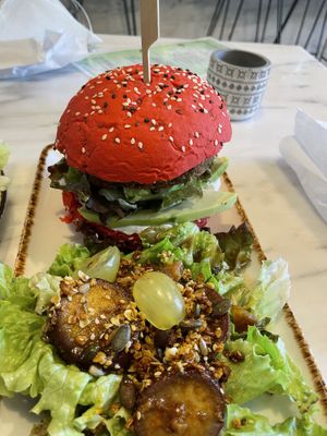 Chickpeas burger  at Bloomy Market in Setubal