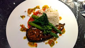 Dukkah spiced aubergine at Wilfred's in Burnley