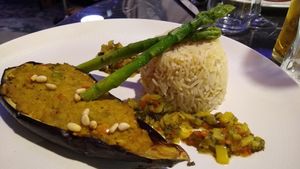 Dukkah spiced aubergine at Wilfred's in Burnley
