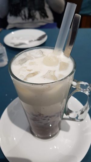 Soy milk with red beans at In Cafe & Restaurant in Cardiff