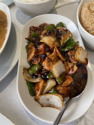Vegan Chicken with Green Peppers in Black Bean Sauce   at In Cafe & Restaurant in Cardiff
