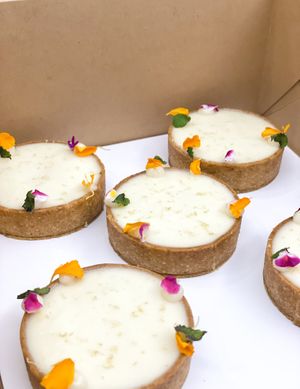 TARTE AU CITRON BERGAMOTE 檸檬佛手柑撻 with Almond and flaxseed sweetcrust, Baked almond frangipane, Local fragrant lemon and bergamot curd at Bien Caramélisé in Kowloon