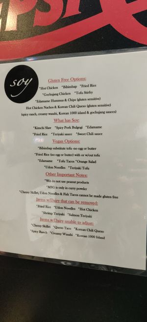 Menu at Soy Bistro in Brentwood