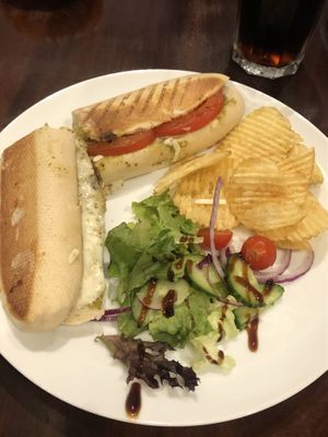 Vegan cheese tomato and pesto panini  at The Loft Coffee House in Cullen