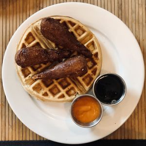 Vegan chick’n and waffles at ZED Eats And Drinks in Brooklyn