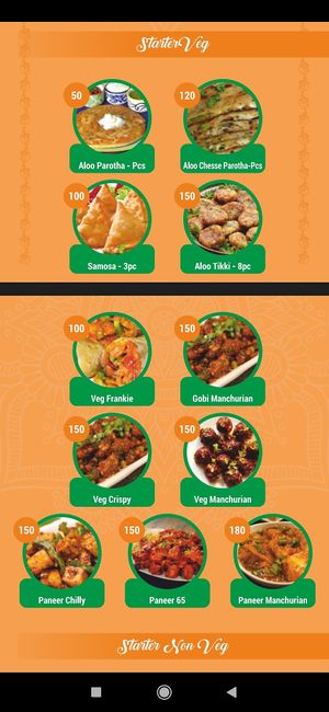 Menu at India Gate in Nouakchott