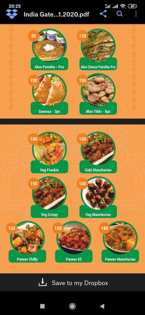 Menu at India Gate in Nouakchott