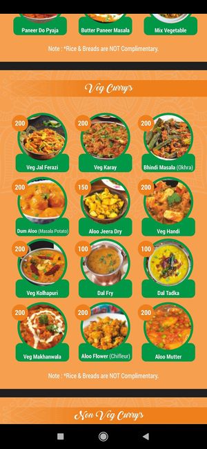 Menu  at India Gate in Nouakchott