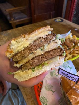 The Big Mock burger  at Vegan Noms - Pop Up in Brighton