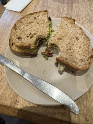 Humous and Avocado Sandwich £6.50  No other choice   at Hideout Cafe in Edinburgh