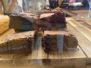 Chocolate brownies at Hideout Cafe in Edinburgh