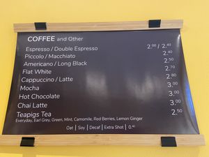 Coffee menu  at Hideout Cafe in Edinburgh