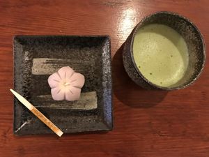 Nerikiri(Bellflower) with Matcha at Kotonoha in Torun