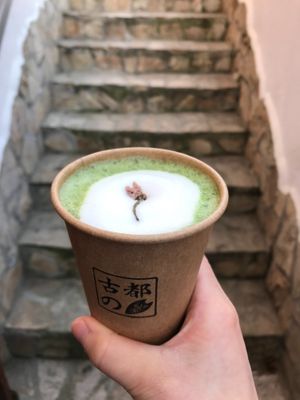 Sakura Matcha Latte at Kotonoha in Torun