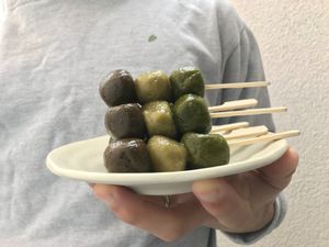 Tricolor tea Dango at Kotonoha in Torun