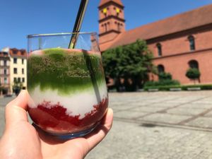 Matcha Ichigo Latte at Kotonoha in Torun