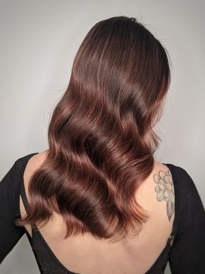 Beautiful copper colourmelt at Head Space Hair Studio in Ottawa