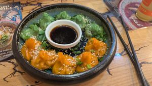 dim sum (mix of kimchi/potato & spinach/miso) at Oh My Ramen in Katowice