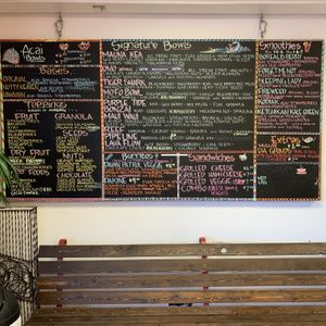 Menu board at Acai Alaska in Anchorage