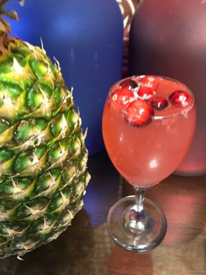 House-made Kombucha -- Cranberry Pineapple with Yerba Mate' tea at Acai Alaska in Anchorage