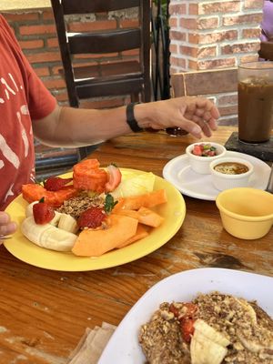 Plate of fruit  at ChocoBanana in Sayulita